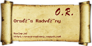 Orsós Radvány névjegykártya